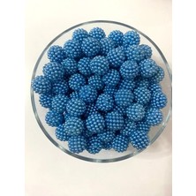 Boncukcu Abla 50 gr 14MM Mavi Parçalı Böğürtlen Inci Boncuk Takı Yapım Boncuğu (50 Adet)