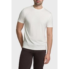 Emporio Armani Ipek Karışımlı Regular Fit Logolu Bisiklet Yaka T Shirt Erkek T Shirt EM004586 AF13721 U0003