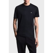 Emporio Armani Pamuk Karışımlı Regular Fit Logolu Bisiklet Yaka T Shirt Erkek T Shirt EM004592 AF13747 UB118