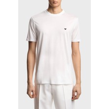 Emporio Armani Pamuk Karışımlı Regular Fit Logolu Bisiklet Yaka T Shirt Erkek T Shirt EM004592 AF13747 U0003