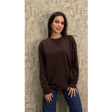 Leilaa Bisiklet Yaka Modal Kumaş Basic Sweatshirt