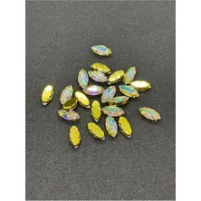 Boncukcu Abla 5X10 mm Mekik Gold Kasa Janjanlı Kristal Taş Kasalı Dikme Taş(50 Adet)