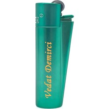 Kişiye Özel Metal Yeşil Clipper Çakmak, Şık ve Dayanıklı Tasarım