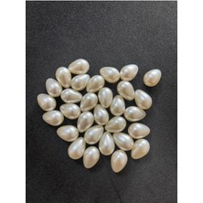 Boncukcu Abla Sedefli Krem Damla Inci 9X10 mm Delikli Inci (100 Adet) B:35