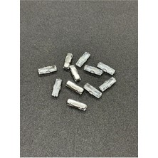 Boncukcu Abla 6X18 mm Baget Gümüş Kasa Beyaz Kristal Taş Kasalı Dikme Taş (20 Adet)