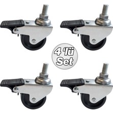 Badem10 Siyah Döner Vidalı Frenli 4 Adet 50 Inç Endüstriyel Ağır Yük Taşıma Makine Sehpa Mobilya Tekerleği