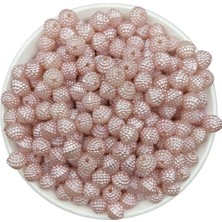 Boncukcu Abla 50 gr 14MM Pembe Parçalı Böğürtlen Inci Boncuk Takı Yapım Boncuğu (50 Adet)