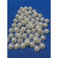 Boncukcu Abla Sedefli Kırık Beyaz Dikme Inci Yarım Inci Delikli Inci 10MM (100 Adet)B:29