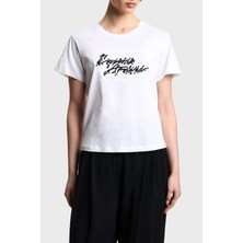 Emporio Armani % 100 Pamuk Regular Fit Bisiklet Yaka Logolu T Shirt Bayan T Shirt EW003594 AF12597 U0002