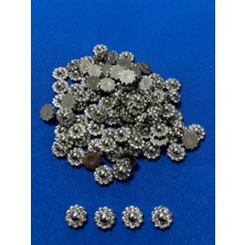 Boncukcu Abla Yapıştırma Gümüş Taşlı Çiçek 10 Ml. (100 Adet)