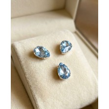 Boncukcu Abla 13X18MM Delikli Damla Kesim Kasalı Kristal Cam Taş - Buz Mavisi (20 Adet) - Dikmeli Boncuk
