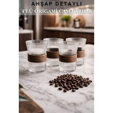 Penthouse Isıya Dayanıklı Borosilikat Origami Bardak Seti - Ahşap Detaylı Kahve ve Çay Bardağı