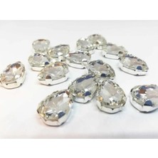 Boncukcu Abla 13X18(1.8CM) Kasalı Dikme Damla Cam Taş Beyaz(20 Adet)