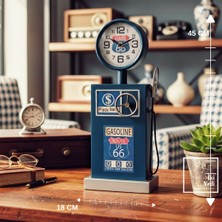 İki Yedi Konsept RK66 Retro ROUTE66 Benzin Pompası Masa Üstü Saat Ofis Ev Dekoratif Obje Hediyelik Eşya Vintage Obje