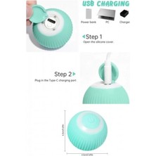 Marsilyan Şarjlı Kedi Oyun Topu Interaktif 360 Derece Dönen Kedi Oyuncağı Oto Hareket Eden