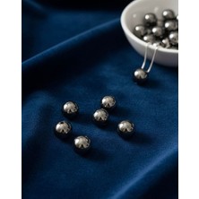 Boncukcu Abla Lüks Koyu Gri Akrilik Yuvarlak Boncuk (14MM) - 50 Adet B:90