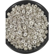 Boncukcu Abla 100 Adet 6 mm Gümüş Renk Rondela Taşlı Takı Aparatı Ara Aparat