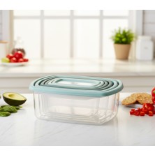 MHT 6’lı Kapaklı Saklama Kabı Seti, Buzdolabı Piknik Ofis Pratik Saklama Kutusu 6’lı Set