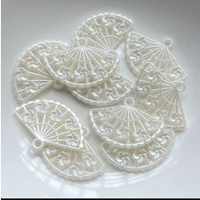 Boncukcu Abla 100 Adet Beyaz Sedefli Yelpaza Model Çift Taraflı Plastik Akrilik Inci Boncuk (28 Mm)B:23