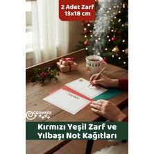İstisna 1 Adet Çam Yeşili ve Yılbaşı Kırmızı Zarf 13x18 cm ve Yılbaşı Not Kağıtları