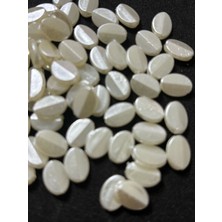 Boncukcu Abla Elips Model Sedefli Krem Rengi Delikli Inci 100 Adet (10MM.) B:36
