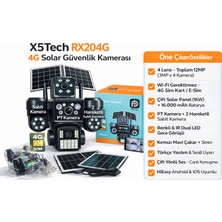 X5 Tech X5TECH RX204G 4g Solar 4 Lensli Sim Kartlı (E-Sim) Güvenlik Kamerası
