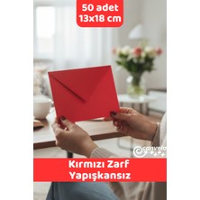 İstisna 50 Adet Kırmızı Zarf Seti (13x18cm) Mektup Kartpostal Davetiye Zarfı