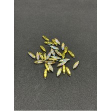 Boncukcu Abla 4X15 mm Mekik  Gold Kasa Janjanlı Kristal Taş  Dikme Kasalı Taş (50 Adet)