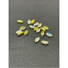 Boncukcu Abla 6X12 mm Mekik Gold Kasa Janjanlı Kristal Taş Kasalı Dikme Taş (50 Adet)