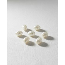 Boncukcu Abla 50 Adet Baklava Desenli Kozalak Inci Görünümlü Akrilik Boncuk Seti 5X10MM B:115