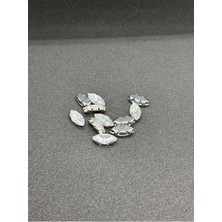Boncukcu Abla 4x8 Mm. Mekik Gümüş Kasalı Beyaz Kristal Taşlı Kasalı Dikme Taş (50 Adet)