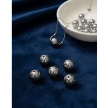 Boncukcu Abla Lüks Parlak Gümüş Akrilik Yuvarlak Boncuk (14MM) - 50 Adet B:92