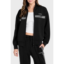 Guess Berthe Taş Detaylı Modal Karışımlı Regular Fit Fermuarlı Sweatshirt V6RQ01KCAY2 Bayan Sweat V6RQ01 Kcay2 Jblk