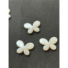 Boncukcu Abla Kelebek Inci Sedefli Kırık Beyaz (50 Adet ) Delikli Dikme Inci B:18