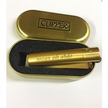 Sevgililer Gününe Özel Kutulu Gold Renk Clipper Çakmak Isim Yazılabilir