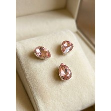 Boncukcu Abla 13X18MM Delikli Damla Kesim Kasalı Kristal Cam Taş - Pembe (20 Adet) - Dikmeli Boncuk