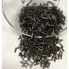 Boncukcu Abla Boru Boncuk 6 mm Füme(Antrasit) Renk (50 Gram)