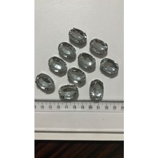 Boncukcu Abla 18X25 mm Oval Gümüş Kasa Beyaz Kristal Kasalı Dikme Taş (10 Adet)