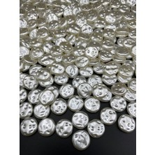 Boncukcu Abla Krem Renk 16MM Yassı Basık Lüks Kaplama Formsuz Barok Plastik Inci Boncuk 50 Adet B:52
