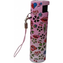 Çiçekli Işıklı Kadınlara Özel Metal Jet Turbo Çakmak