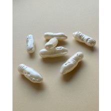 Boncukcu Abla Krem Kendinden Desenli Delikli Şekilsiz Inci Boncuk 20MM 50 Adet B:68