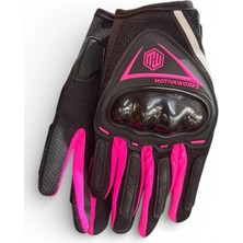 Motiva Works Pembe Uzun Kadın Tam Parmak Motosiklet Eldiveni MW150P