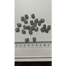 Boncukcu Abla 8X10 mm Oval Gümüş Kasalı Beyaz Kristal Kasalı Dikme Taş (50 Adet)