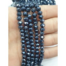 Boncukcu Abla 8 mm Lacivert Kristal Boncuk (10 Dizi)