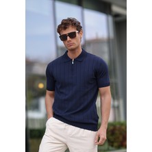 Aziso Erkek Polo Yaka Yarım Fermuarlı T-Shirt