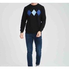 Lacoste Slim Fit Siyah Uzun Kol Desenli Sweatshirt