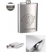 Marsilyan Kişiye Özel Aslan Temalı 9 Oz Çelik Cep Matarası 266 Ml içki Konyak Alkol Matarası Vip Hediye