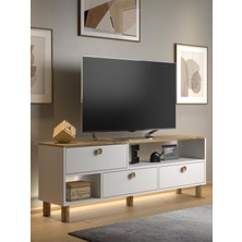 Wood'n Love Nora Bohem Ledli Tv Ünitesi - Konsol 3 Kapak 2 Bölme 160 cm Dolaplı ( 3 Renkli Ledli )