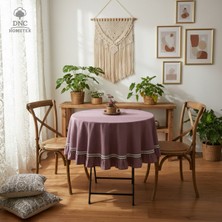 DNC Hometex Açık Bordo Keten Yuvarlak Özel Seri Masa Örtüsü