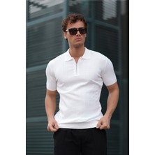 Aziso Erkek Polo Yaka Yarım Fermuarlı T-Shirt